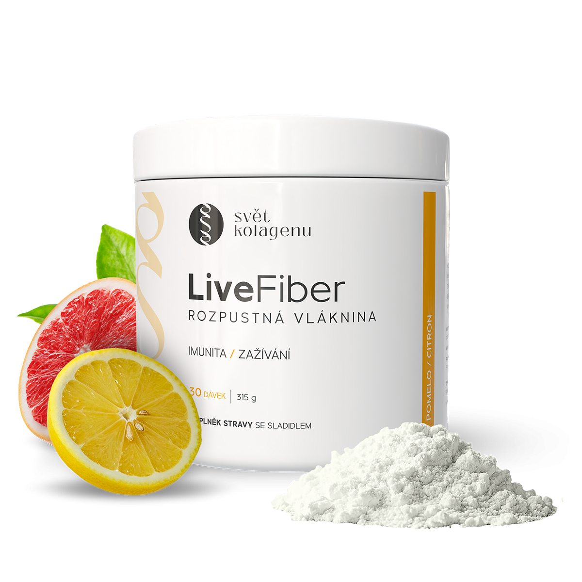 Rozpustná vláknina LiveFiber - Pomelo / Citron